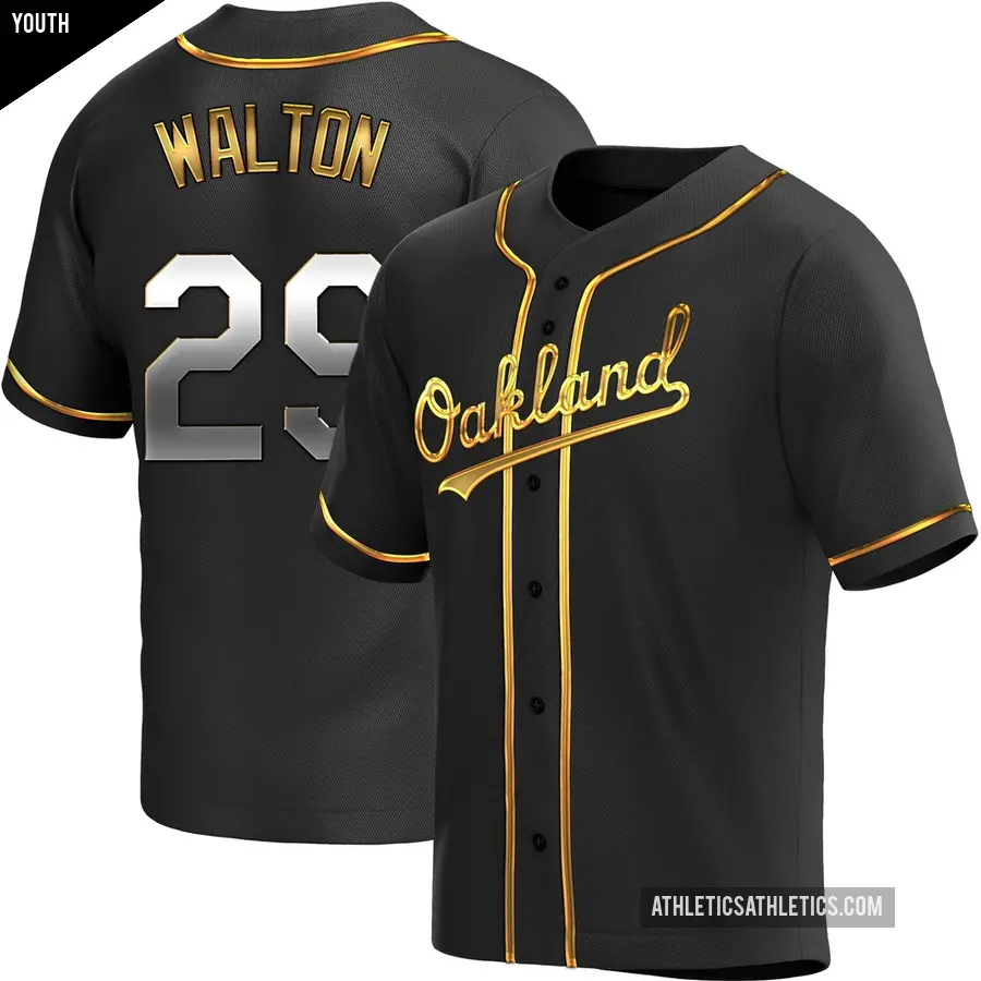 Youth Oakland Athletics ＃29 Donovan Walton Replica Gold Black en Alternate Jersey