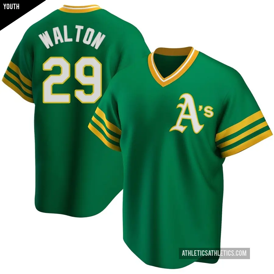 Youth Oakland Athletics ＃29 Donovan Walton Replica Green R Kelly Road Cooperstown Collection Jersey