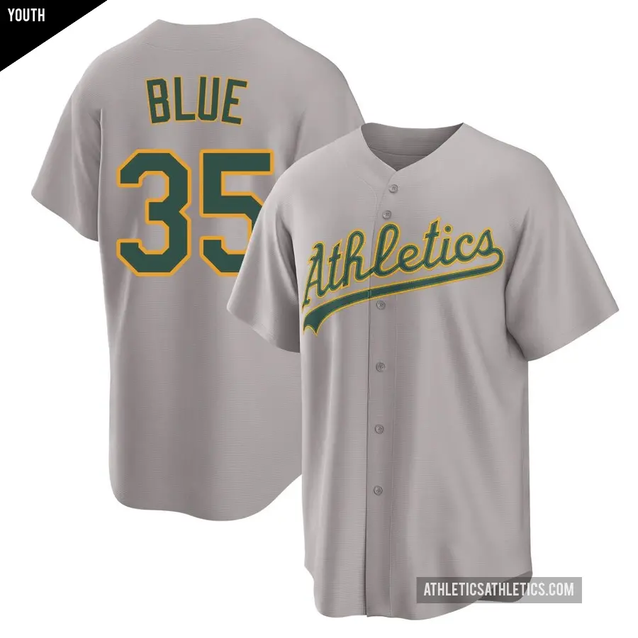 Youth Oakland Athletics ＃35 Vida Blue Replica Blue Gray Away 2.0 Jersey