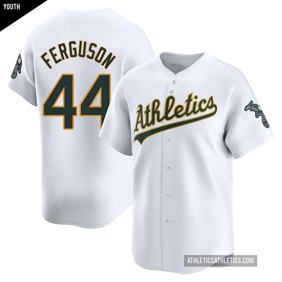 Youth Oakland Athletics ＃44 Tyler Ferguson Limited White Home Jersey