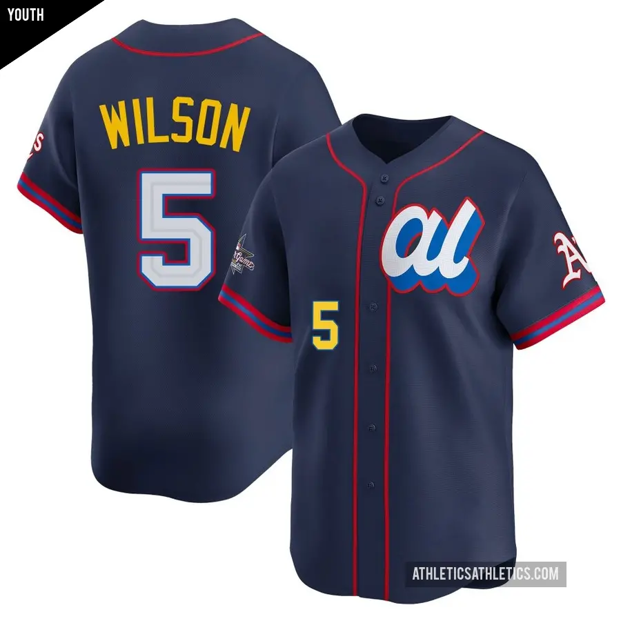 Youth Oakland Athletics ＃5 Jacob Wilson Limited Navy American League 2025 All-Star Edition Jersey