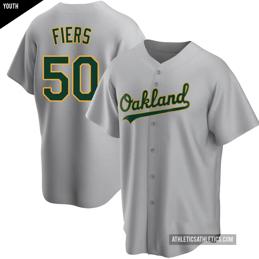 Youth Oakland Athletics ＃50 Mike Fiers Replica Gray Road Jersey