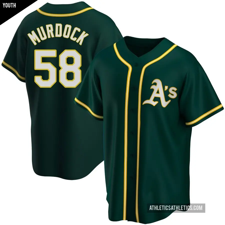 Youth Oakland Athletics ＃58 Noah Murdock Replica Green Alternate Jersey