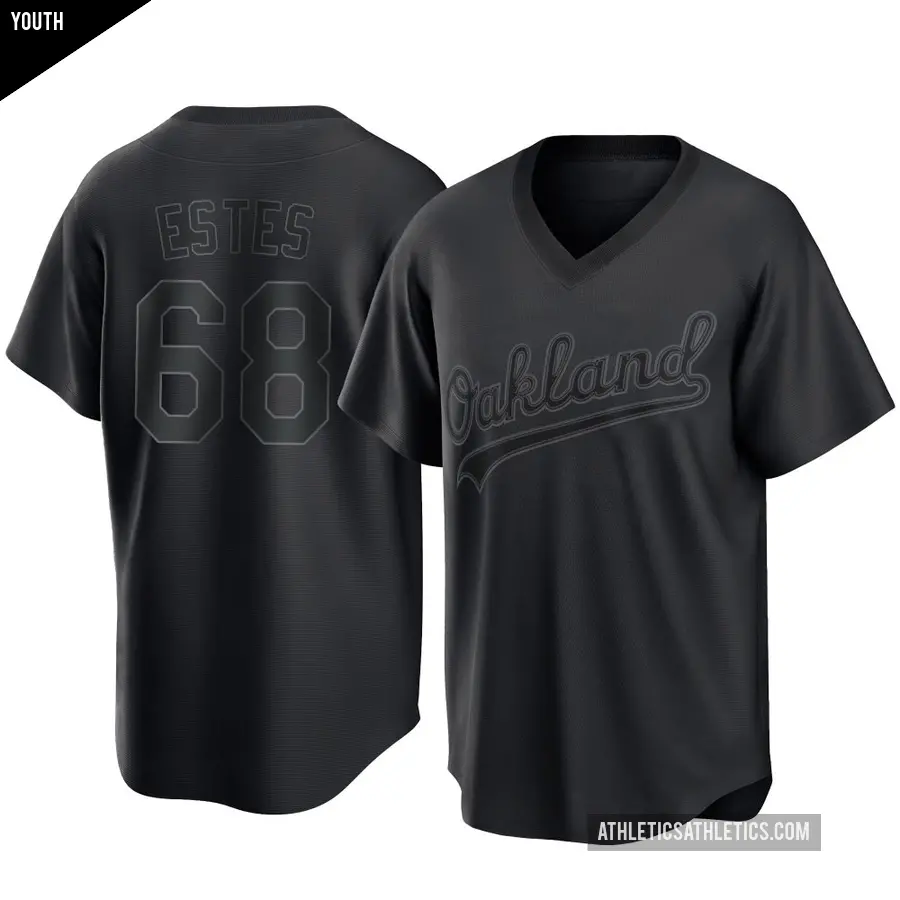 Youth Oakland Athletics ＃68 Joey Estes Replica Black Pitch Fashion Jersey