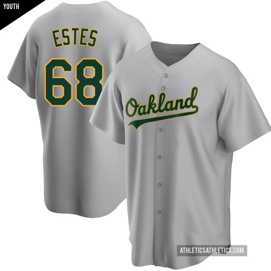 Youth Oakland Athletics ＃68 Joey Estes Replica Gray Road Jersey