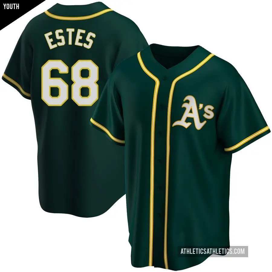 Youth Oakland Athletics ＃68 Joey Estes Replica Green Alternate Jersey