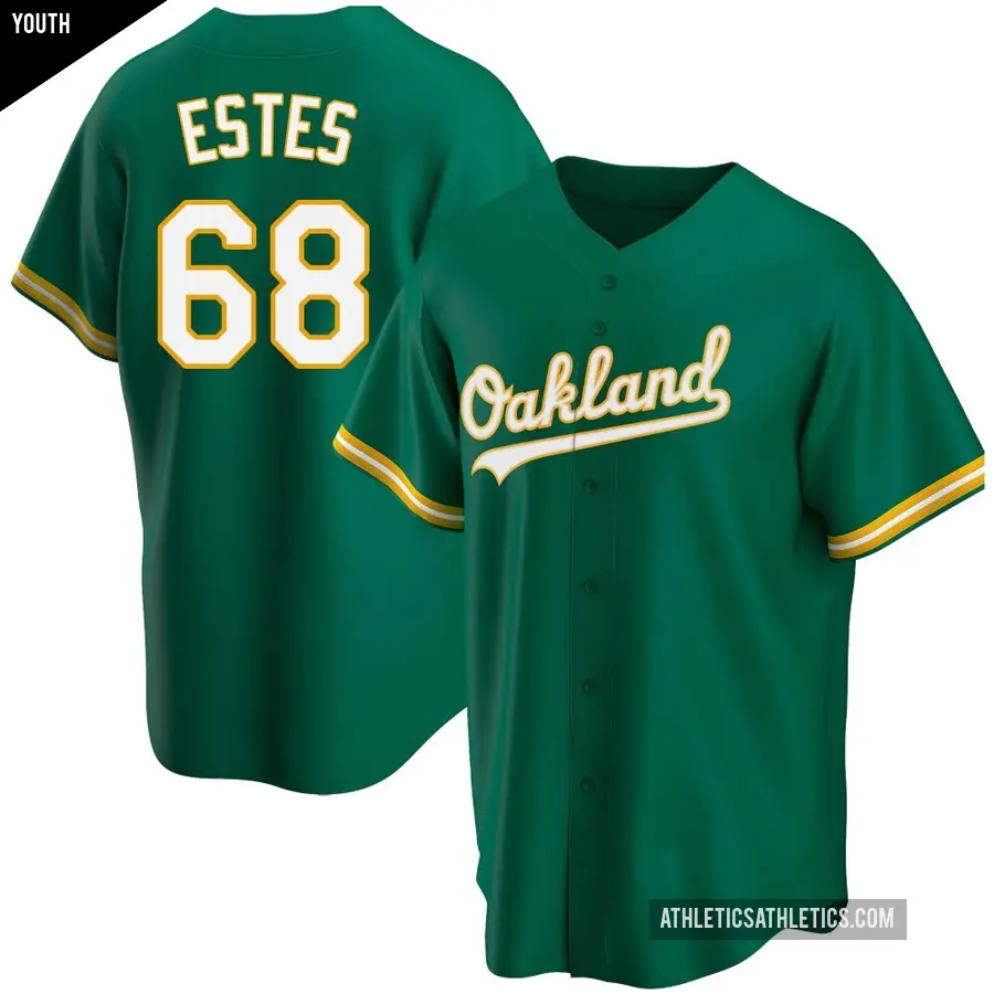 Youth Oakland Athletics ＃68 Joey Estes Replica Green Kelly Alternate Jersey