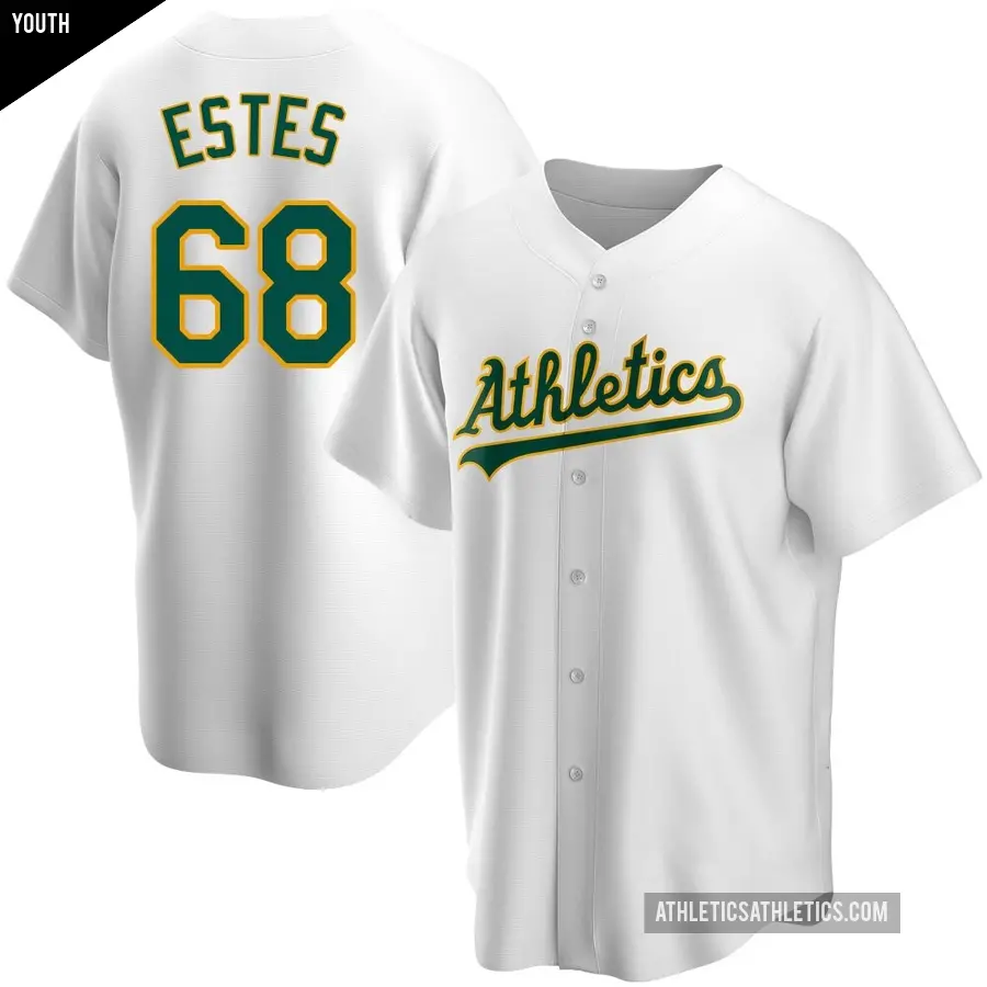 Youth Oakland Athletics ＃68 Joey Estes Replica White Home Jersey