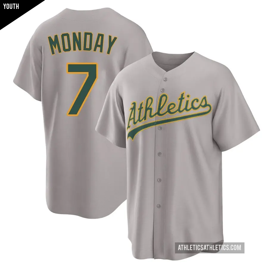 Youth Oakland Athletics ＃7 Rick Monday Replica Gray Away 2.0 Jersey