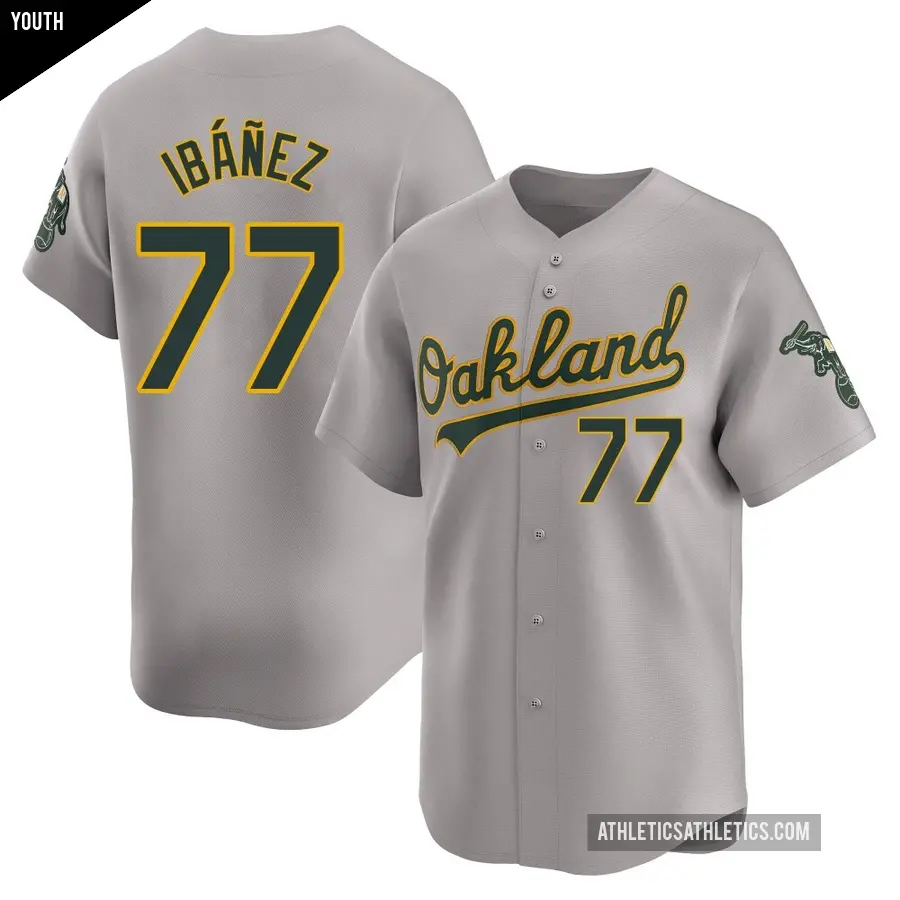 Youth Oakland Athletics ＃77 Andy Ibanez Limited Gray Away Jersey